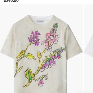 Burberry Kids Floral Tee - Cream with Pink and Green